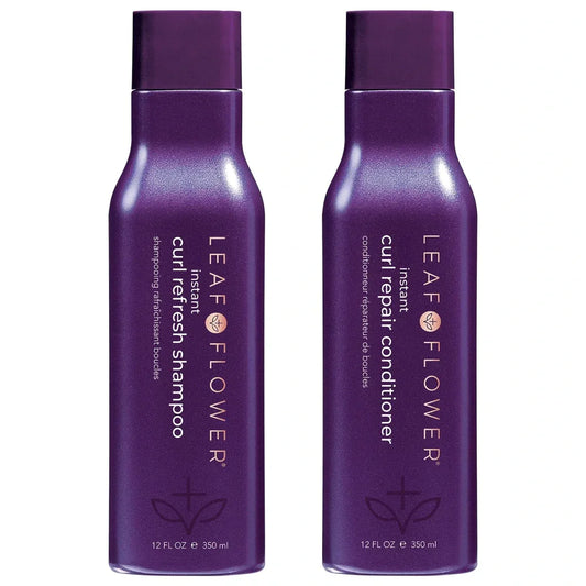 Leaf and Flower Instant Curl Refresh Shampoo & Curl Repair Conditioner Duo (12 oz)